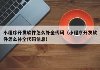 小程序開發(fā)軟件怎么補全代碼（小程序開發(fā)軟件怎么補全代碼信息）