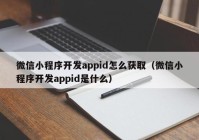 微信小程序開發(fā)appid怎么獲?。ㄎ⑿判〕绦蜷_發(fā)appid是什么）